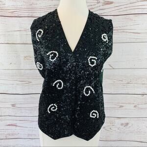 Creazioni Effeci black sequin beaded vest 80s